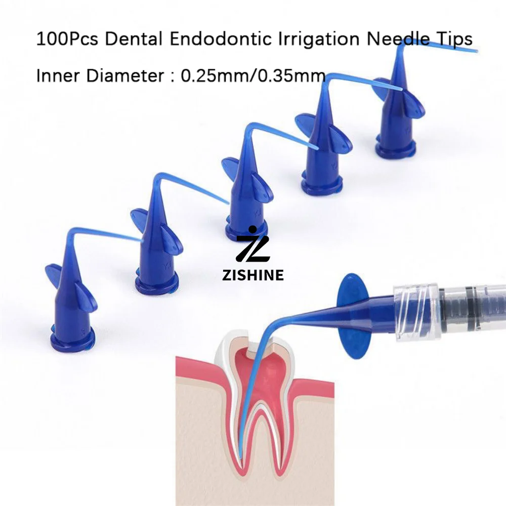 100Pcs Dental Endodontic Irrigation Needle Tips Butterfly Curved Root Canal Syringe Tip 0.25mm 0.35mm Clinic Lab Tool