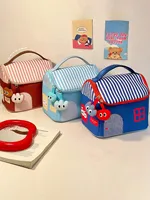 Cute House Separate Makeup Bags Storing Cosmetic Bag Brushes Large Capacity Portable Travel Cosmetic Organizer Storage Handbag
