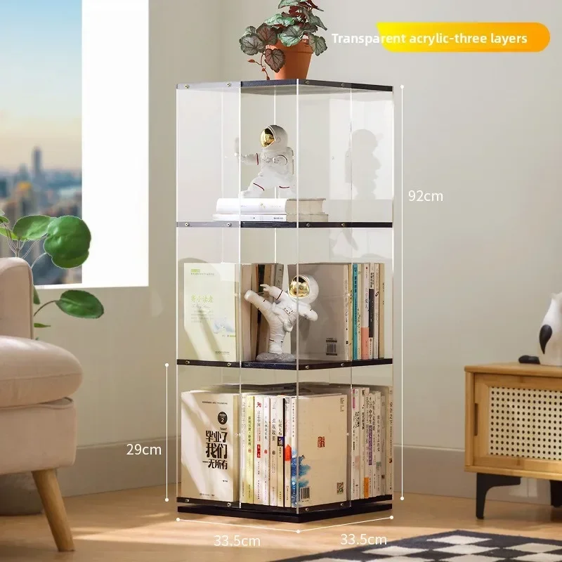 360 degree rotating bookshelf bookcase children's floor small picture book rack living room student simple shelf