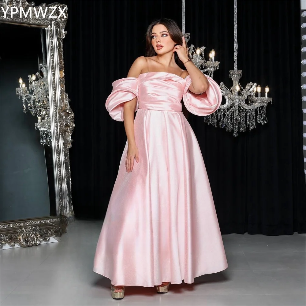 Customized Evening Dress Party Occasion Prom Gown Women YPMWZX Off-the-shoulder A-line Floor Length Skirts Draped Shirred Bespo