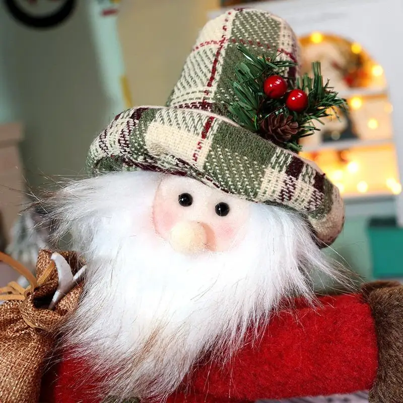 

Santa Snowman Deer Christmas Curtain Buckle Cartoon Hanging Doll Plush Doll Curtain Holder Home Ornament Festival Supplies