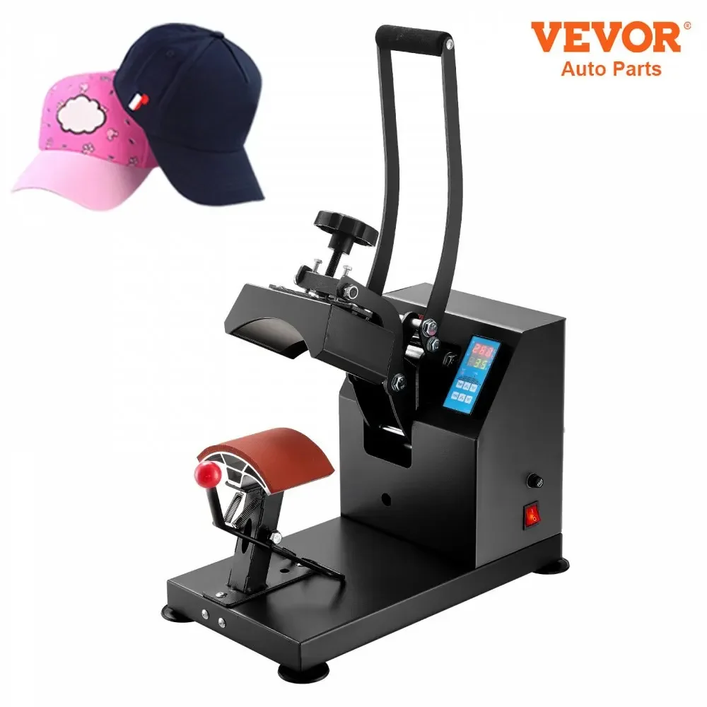 VEVOR Hat Cap Heat Press 5.5 x 3.5 inch Heat Transfer Stamping Sublimation Machine Digital Display Clamshell for DIY Advertising