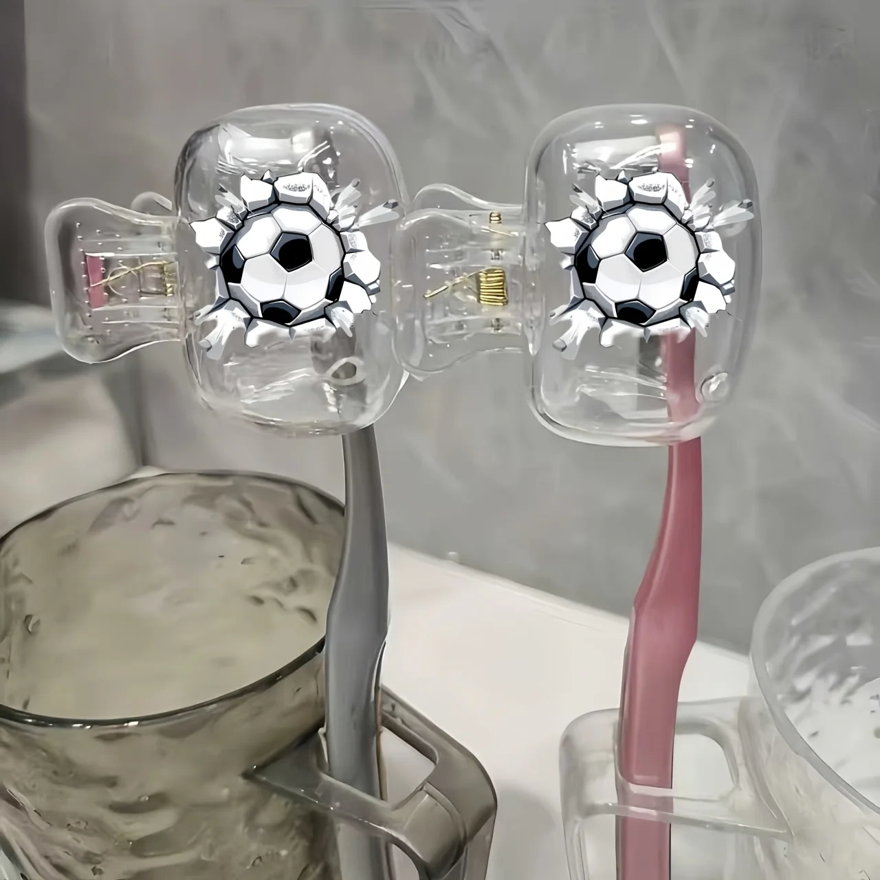 2pcs Football Broke The Wall Toothbrush Head Box Suitable for Travel Keep Brush Head Clean And Dry Convenient for Daily Use