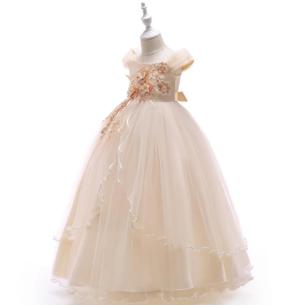 Robe de princesse en dentelle pour tout-petits, robe de performance éducative pour les filles, costume de carnaval, robe de gâteau, robe de Rh, fête d'anniversaire et de mariage