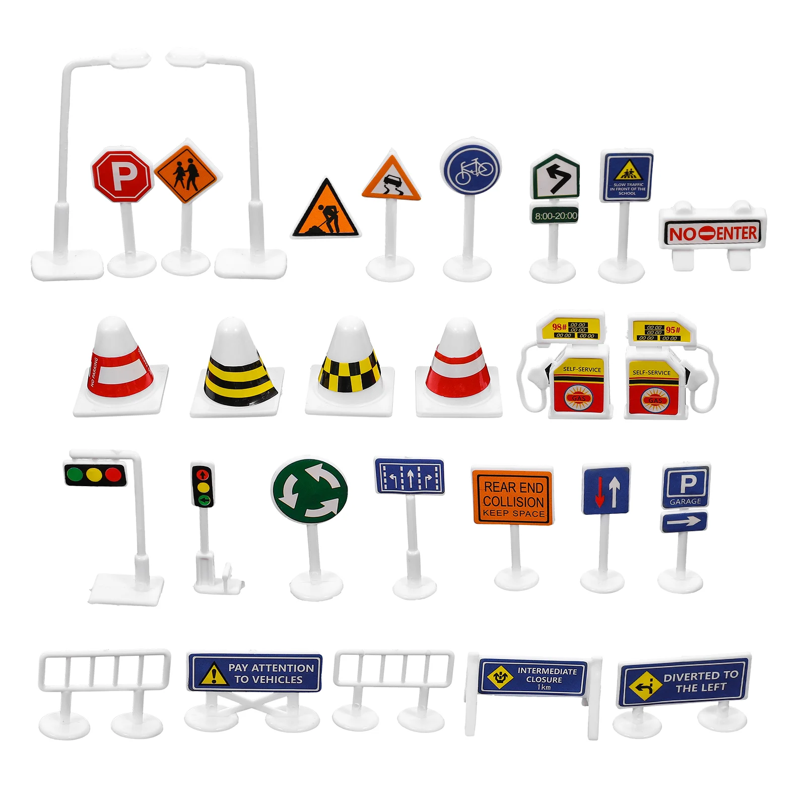 

28 Pcs Children's Traffic Signs Street Toy Toys For Kids Mini Cones Road The Piece Set