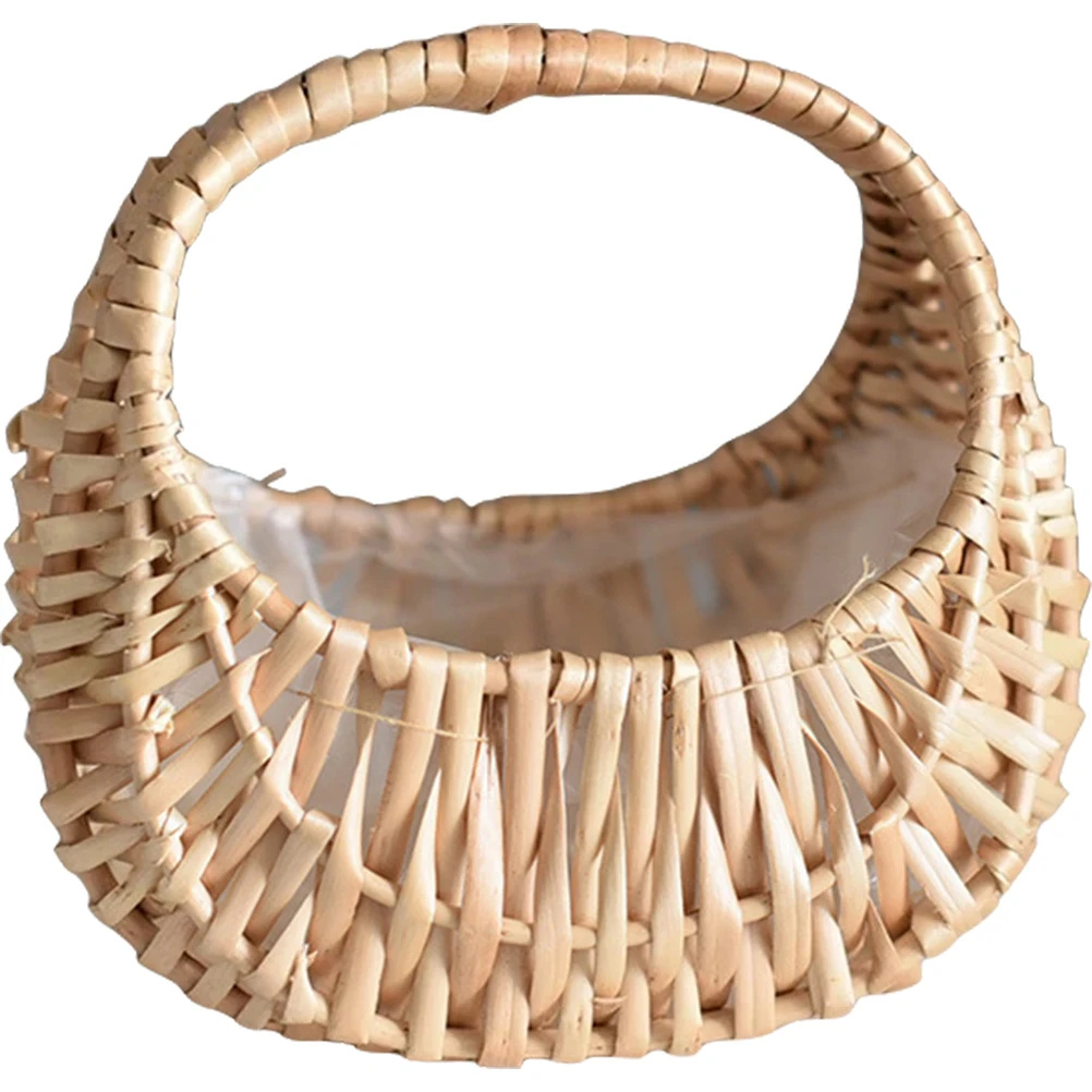 

Rattan Flower Basket Handwoven Small Wedding Party Storage Decor Natural Woven Basket Arrangement Holder MultiPurpose