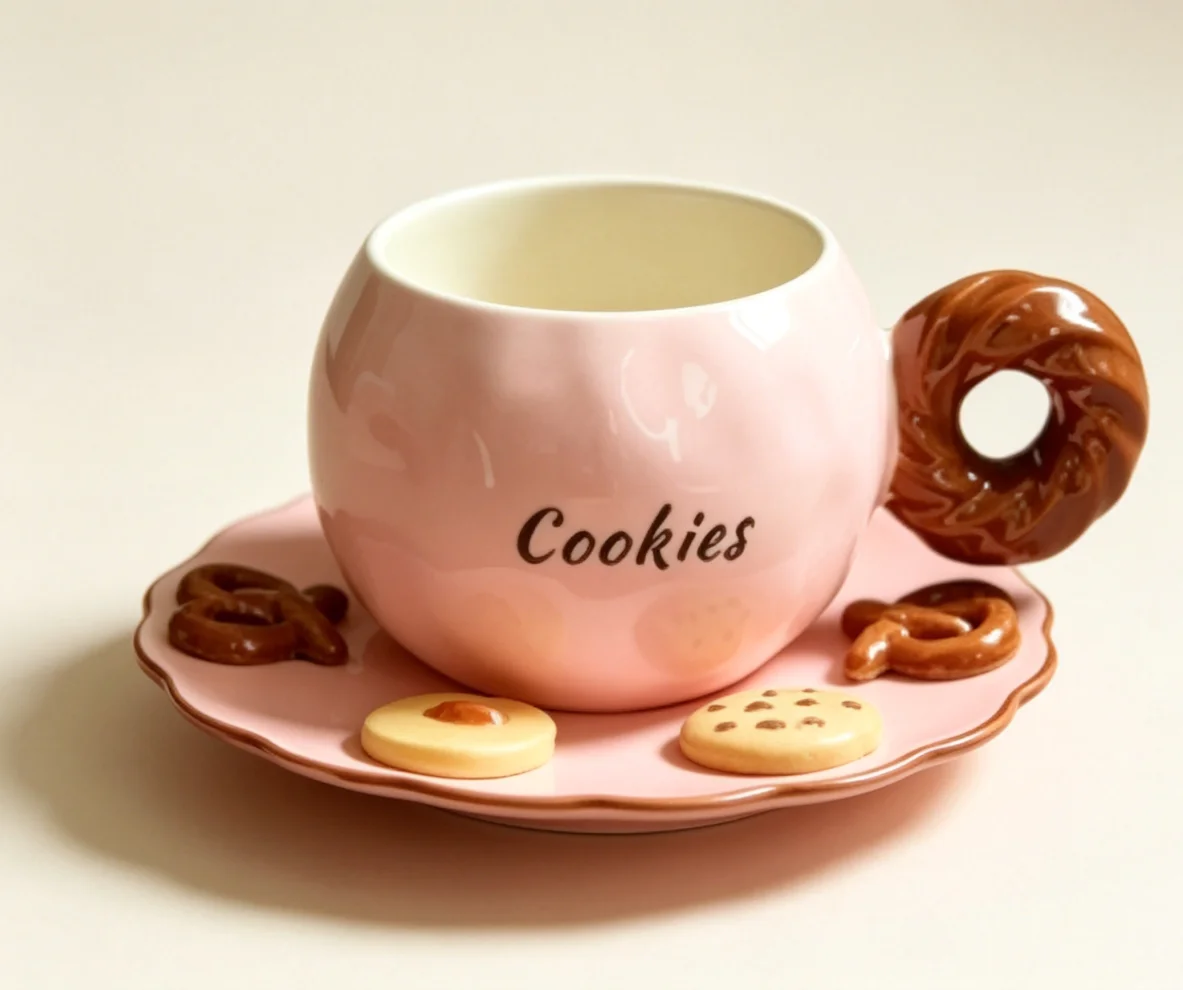 Coffee Tea Love - クッキーをテーマにしたセラミックコーヒーマグとソーサーセット、家庭でのお茶やコーヒーの時間に最適なクリエイティブなデザートカップ