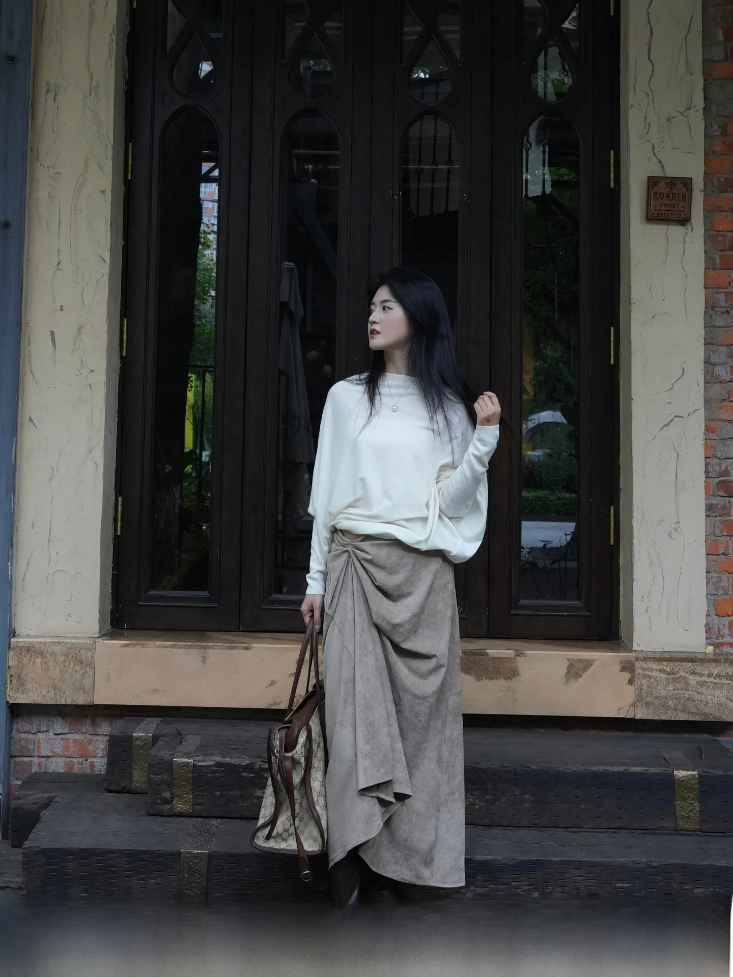 

Long Sve Woolen Knitted Base irt Loose Batwing Sve One oulder Sweater Comfortable Breathable Casual Sle for Women