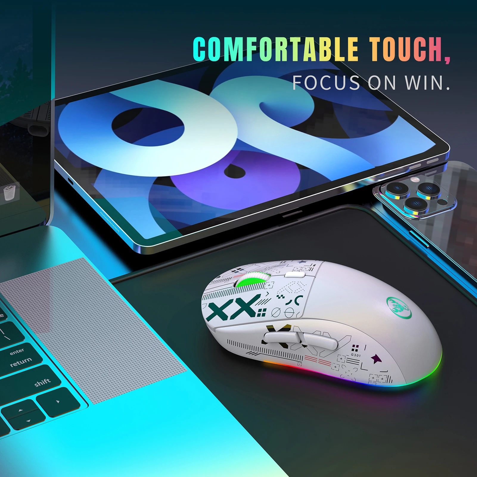 لوحة مفاتيح سلكية صغيرة للألعاب K68 RGB 19 لوحة مفاتيح غشائية ذات ملمس ميكانيكي للوحة مفاتيح الألعاب الصغيرة