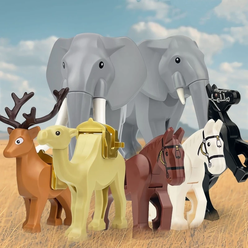 

Animal Mini Particle Building Blocks Set - DIY MOC Parts Accessories Includes Elephant Camel Deer Horse Chimpanzee