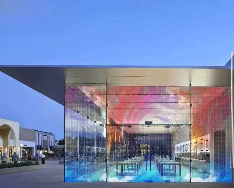 جدار فيديو LED مرن وشفاف وناعم داخلي P40 شاشة LED شفافة لاصقة لاستخدام زجاج النافذة #6