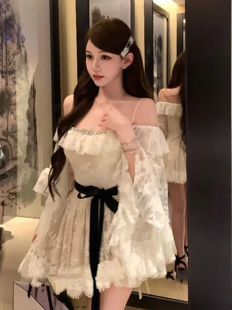 Japan Koreanischen Stil Bogen Süße frauen Kleider Sommer Subkulturelle Y2k Vestidos Mujer 2025, Sexy Punk Streetwear Maxi Kleid