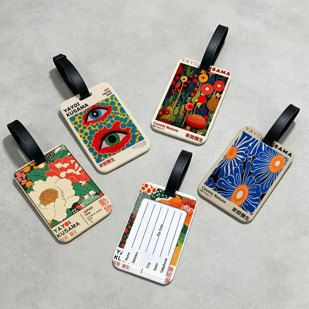 Yayoi Kusama Art Exhibition PVC Waterproof Luggage Tag Anti lost Information Card Cover For Student Bag Travel Suitcase