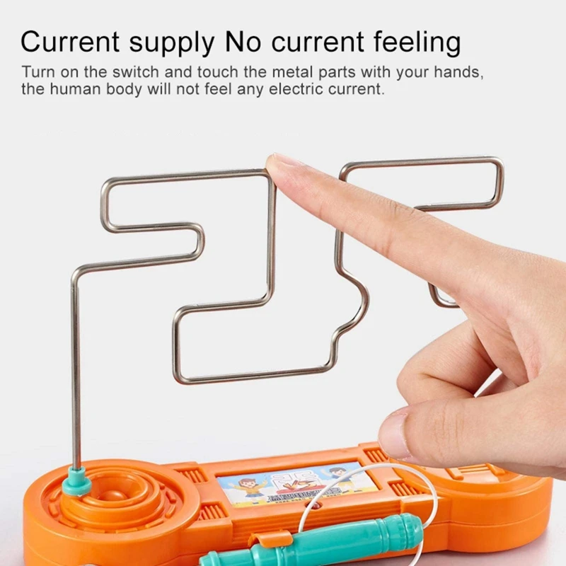 2X Bump Maze Toy Electric Dont Buzz The Wire Game Classic Tabletop Puzzle Game Retro Toys For Family Gathering, Orange