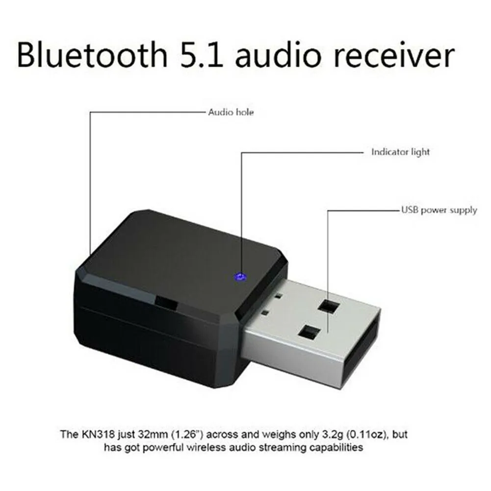 

KN318 Wireless Bluetooth 5.1 Audio Receiver Transmitter Adapters 3.5mm AUX USB Adapt Tool For Car Music Audio Reciever Handsfree