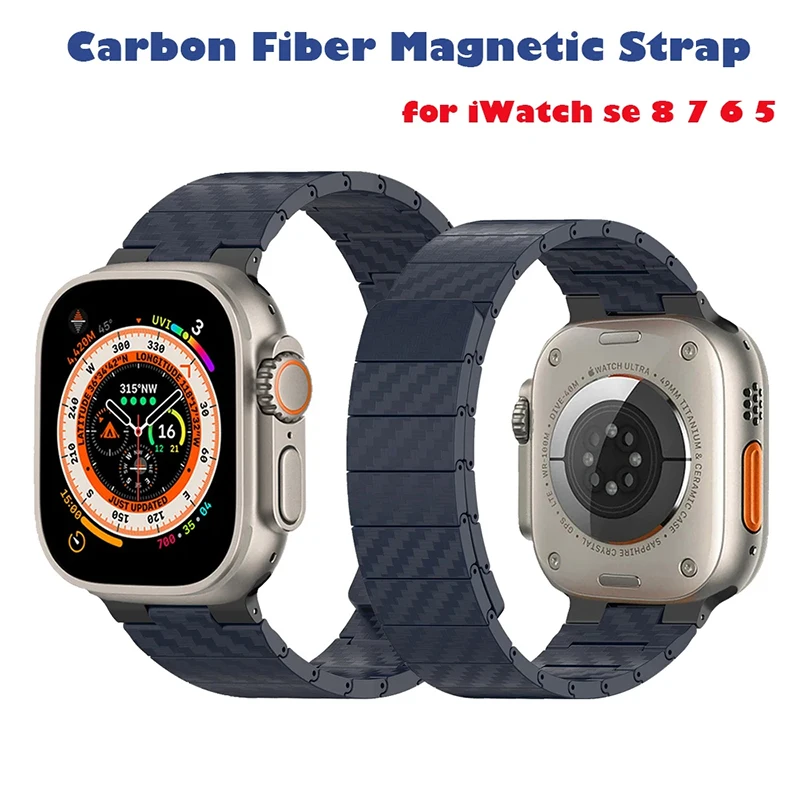 Magnetische Band Voor Apple Watch Ultra 2 49Mm Serie 9 8 7 45 41Mm 44Mm 40 42Mm Koolstofvezel Armband Voor Iwatch 6 5 4 3 Se Band