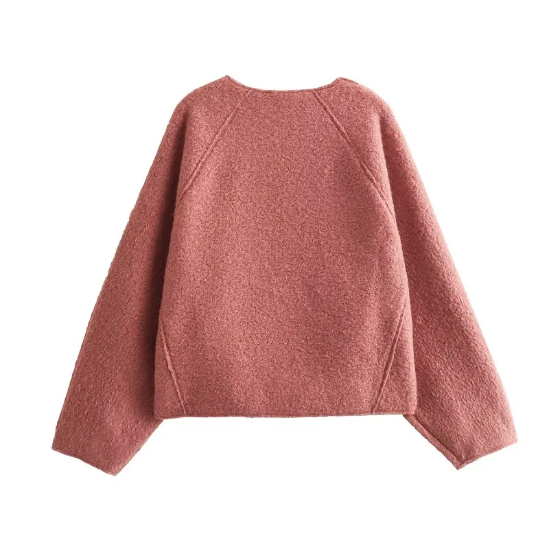 TRAF ZR Vintage Sweatshirts Long Sleeve Y2k Sweatshirts Round Neck Pink Basic Pullovers Harajuku Fashion Solid Fall T-shirts