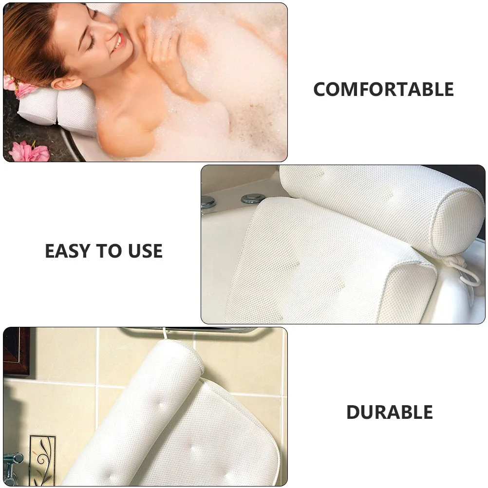 

Bathtub Pillow Memory Foam Non Slip Bath Pillow Plastic Hook Spa Headrest Home Shower Travel Size Durability Comfort