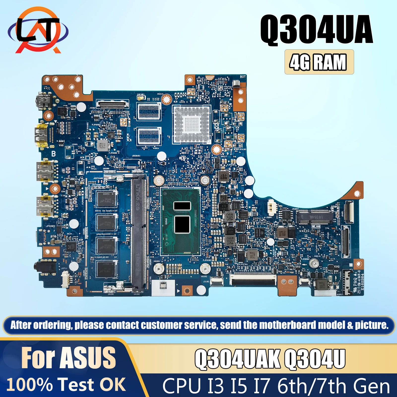 

Q304U Mainboard For ASUS Q304UA Q304UAK Laptop Motherboard With CPU I3 I5 I7 6th/7th Gen 4G RAM Fully Tested