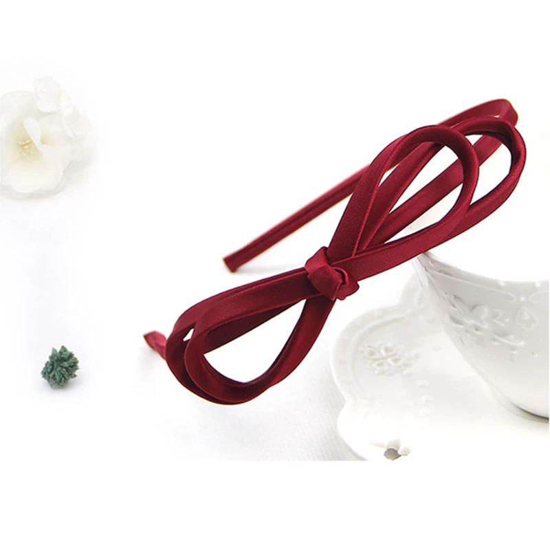 New Headband Women Solid Color Simple Temperament Bow Headband Double-layer Cloth Headband Hair Hoop Accessories