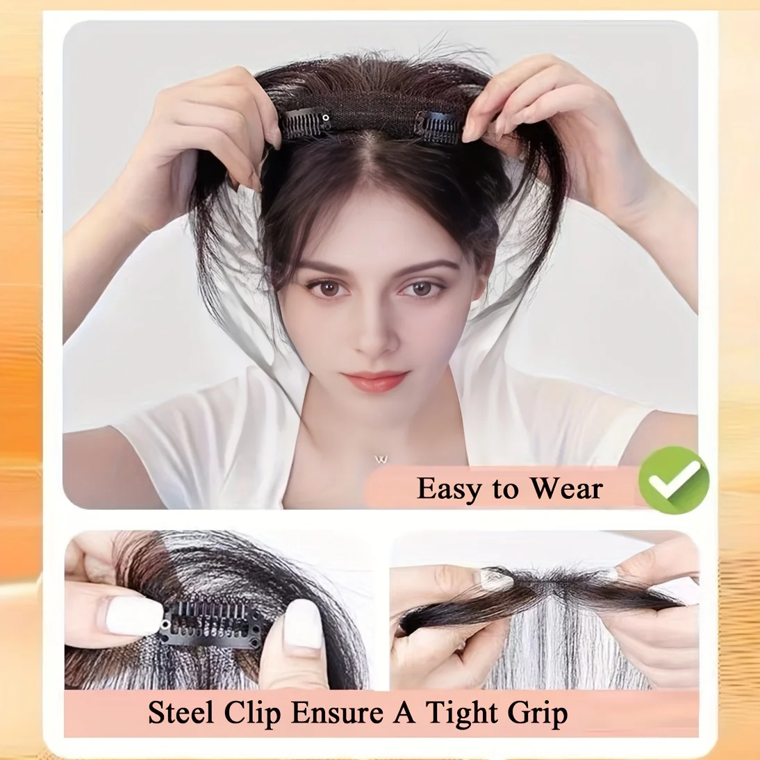 Hair Bangs With Sideburns Human Hair Clip In Hair Extensions Elegant Natural Looking For Daily Use Hair Accessories