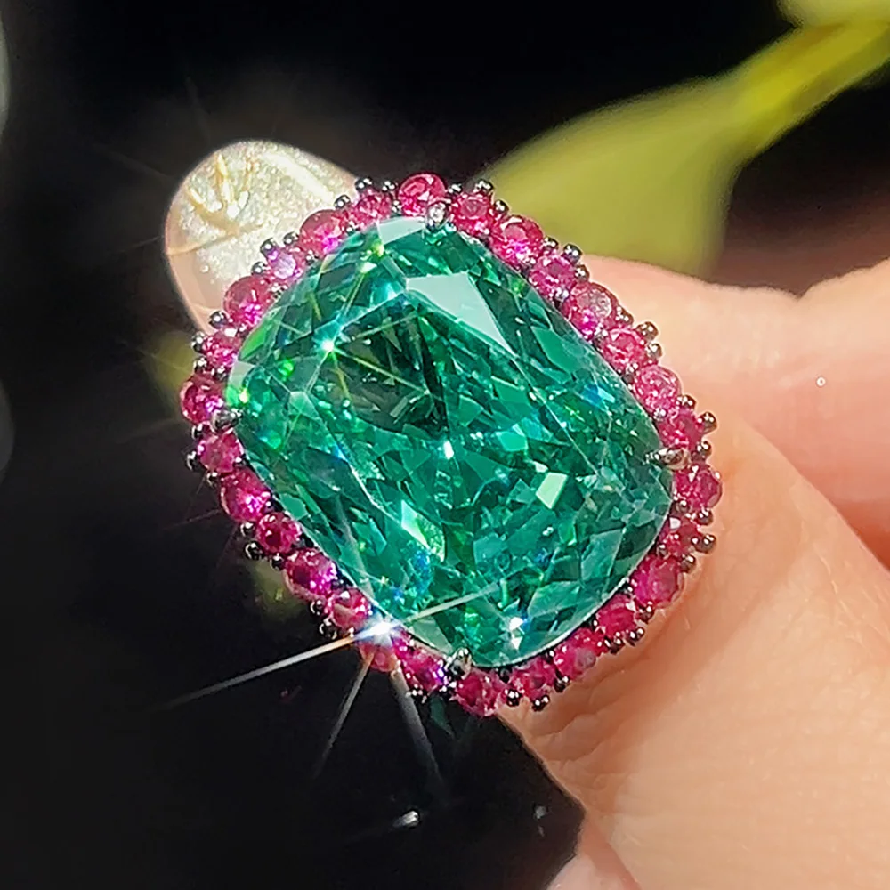 الفاخرة 15*20 مللي متر الأخضر التورمالين طقم مجوهرات قلادة عصابة قلادة أقراط للنساء روبي الأحجار الكريمة مجموعة الحفلات هدية للذكرى السنوية