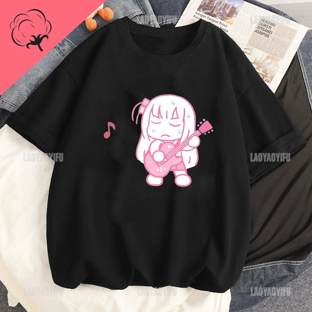 Anime BOCCHI THE ROCK! Hitori Bocchi Tshirt Women Funny Cotton T-Shirt Kawaii Cartoon Unixex Shirt Gothic Y2k Men Women Clothing