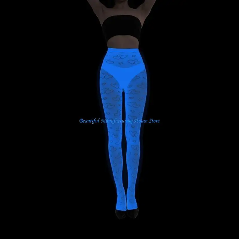 

E56A Sheer Mesh Pantyhose Hosiery Tights for Women Halloween Spiderweb Pattern Glow Stockings Leggings