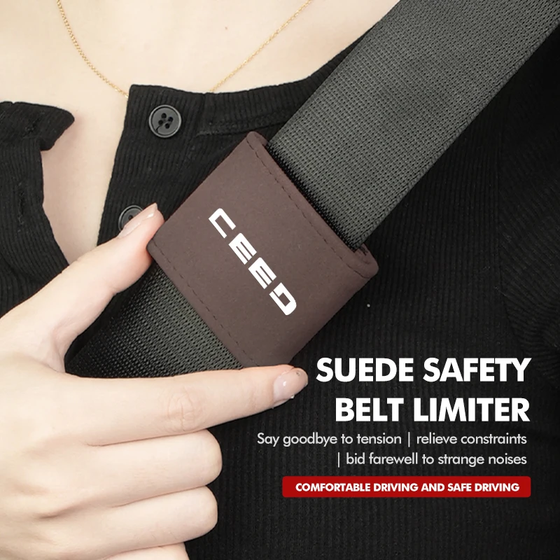 Car Seat Safety Belt Leather Limiter Accessories Auto Universal For KIA Sorento Stinger Spectra Niro Cadenza Sephia - view 3