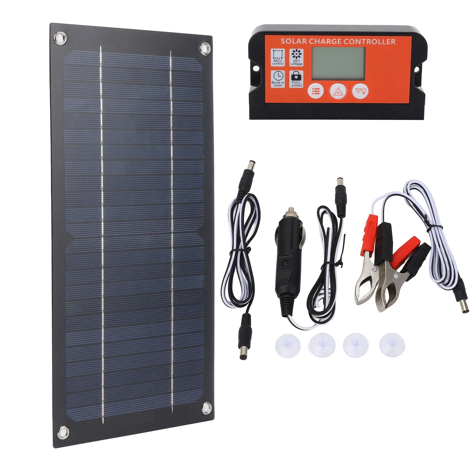 600W Solar Panel Charger Monocrystalline Silicon 100A Charge Controller Solar Panel Kit with Extension Cable Battery Clip for RV
