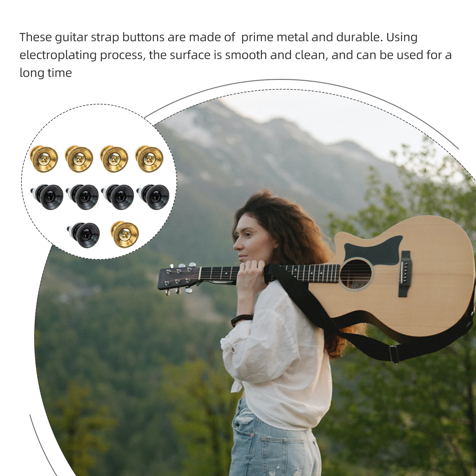 

10 Pcs Guitar Strap Locks Metal Buttons Durable Anti Slip Acoustic Electric Bass Ukulele Accessories Strap Nail Buckles