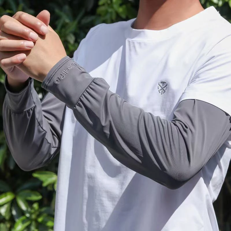

Summer Cooling Arm Sleeves Breathable Sun Protection Ice Slik Sleeves Outdoor Sports Driving Cycling Sleeves Men Loose Arm