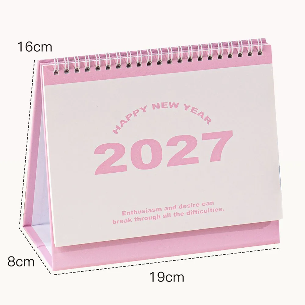 Metal Coil 2027 Desktop Calendar Paper Flip Page Standing Flip Calendar Standing Design Monthly Schedule Spiral Desk Calendar
