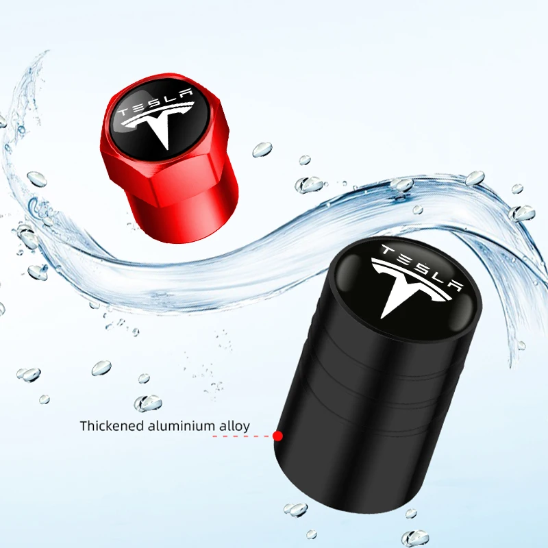 4 قطعة سبائك الألومنيوم سيارة عجلة الاطارات صمام قبعات الإطارات حافة الجذعية يغطي ل تسلا نموذج 3 نموذج X Y نمط رودستر نموذج S #6