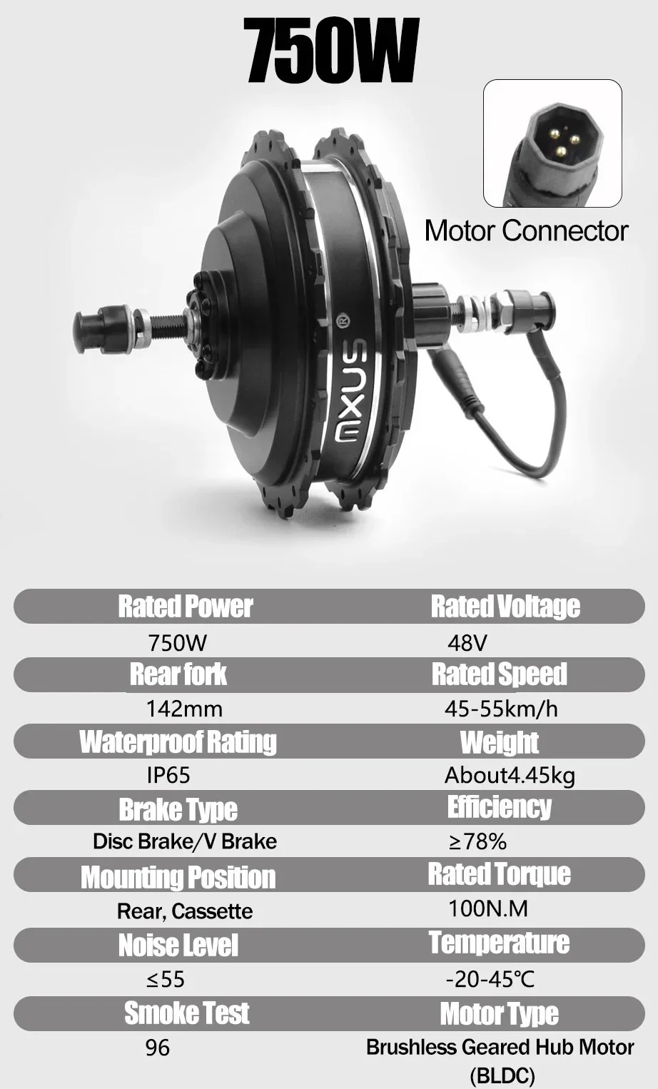 MXUS 500W 750W 100W Brushless Gear Hub Motor Electric Bike Front Rear Cassette Motor MXUS XF15F XF19R High Speed Motor