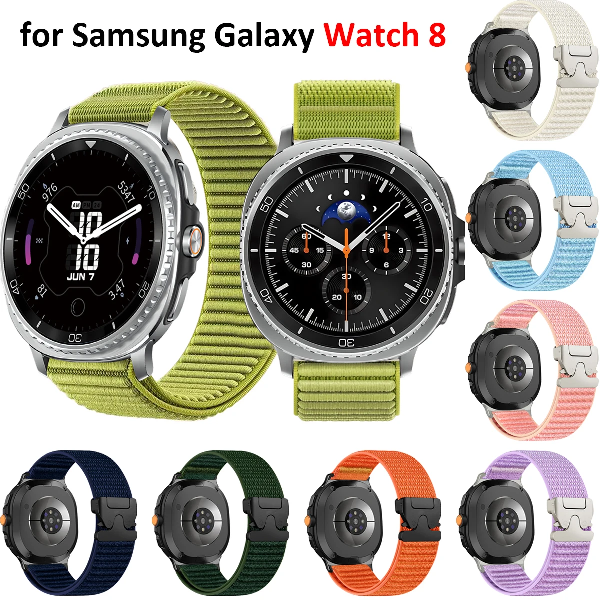 Nylonband für Samsung Galaxy Watch 8 40 mm 44 mm Fallschirmschnalle Schlaufenarmband für Galaxy Watch 8 Classic 46 mm Armband