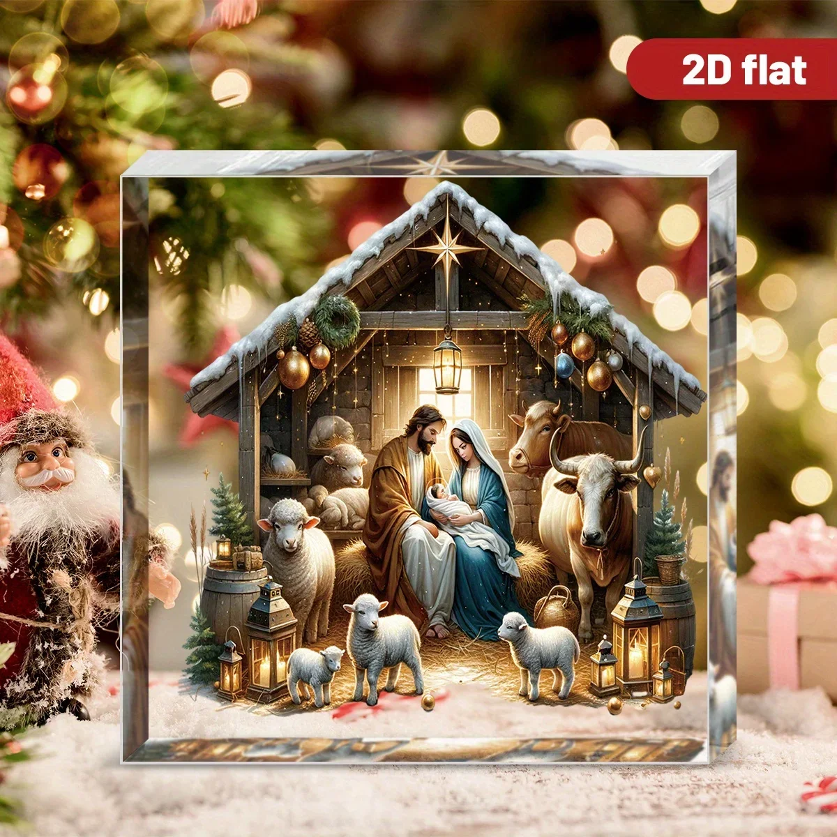 Acrylic Nativity Scene Jesus Birth Desktop Decor, Christmas Gift for Home Office Church