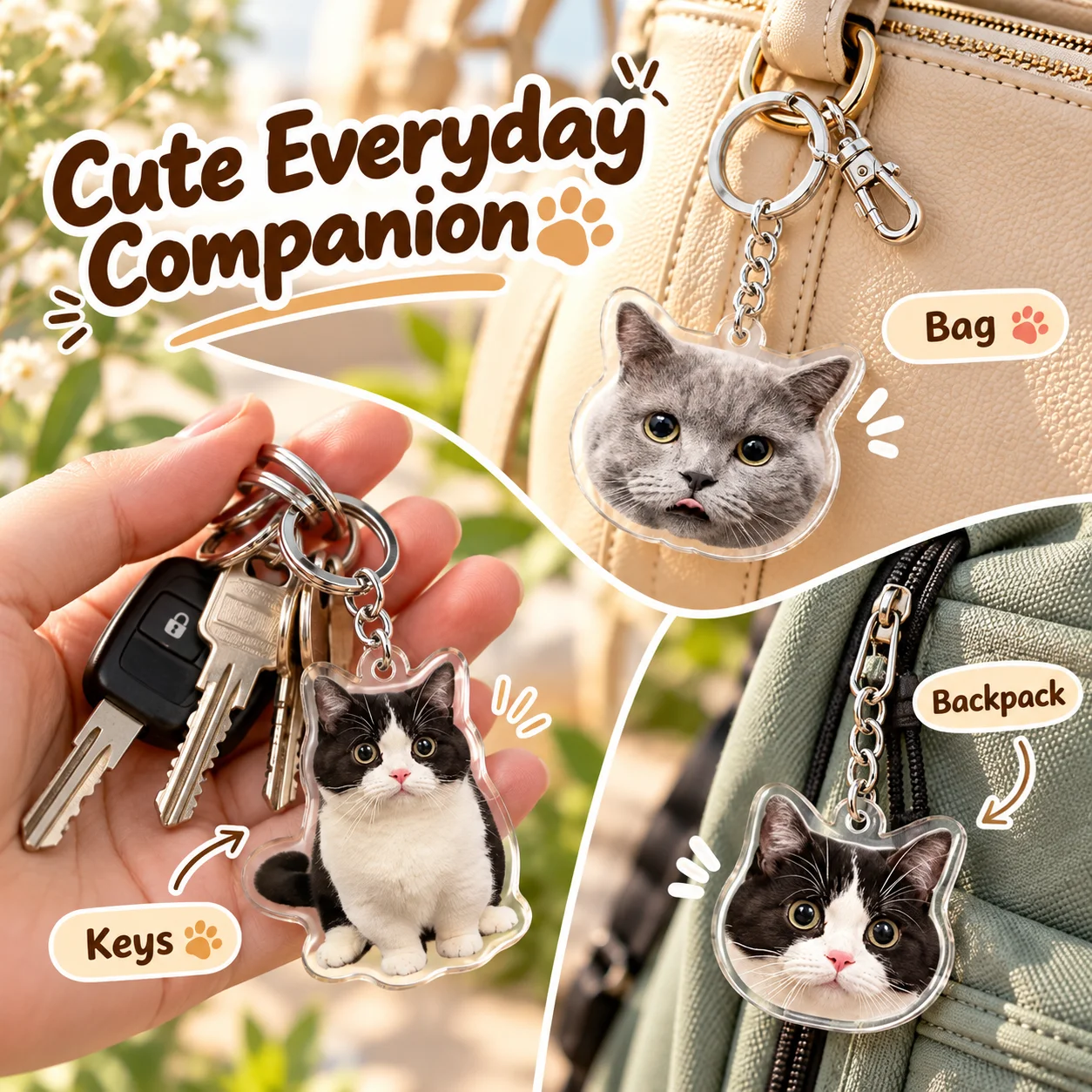 Custom Pet Photo Personal Keychain Customized Clear Acrylic Key Chain Design Making Cute Keyring Goods Made