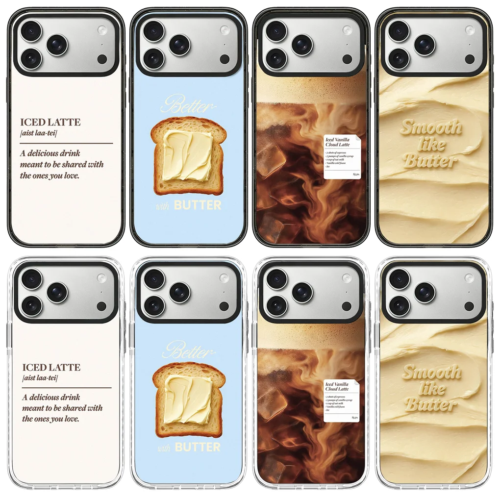 

Latte 2.0 Acrylic Black White Border Phone Cover for IPhone 12 13 14 15 16 17 Pro Max Case for IPhone 17 Air