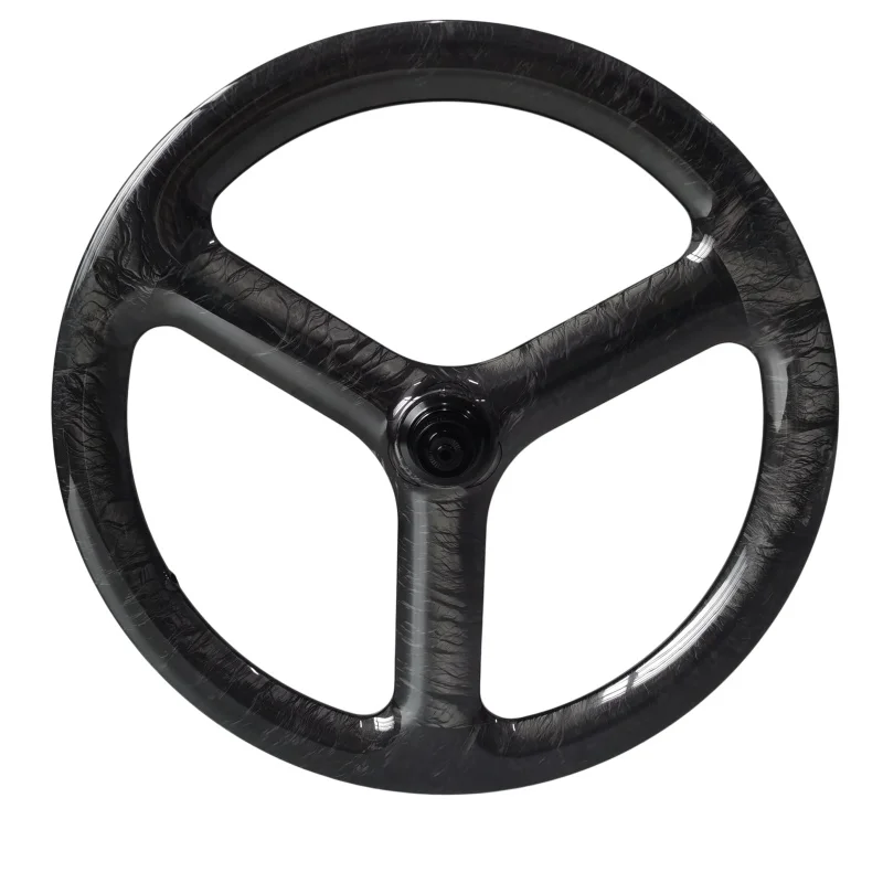 

QORA 20 Inch 451 3-spoke carbon wheels 41mm depth 23mm width fixed gear hubs for Track/Road Racing tri-spoke bike carbon wheels