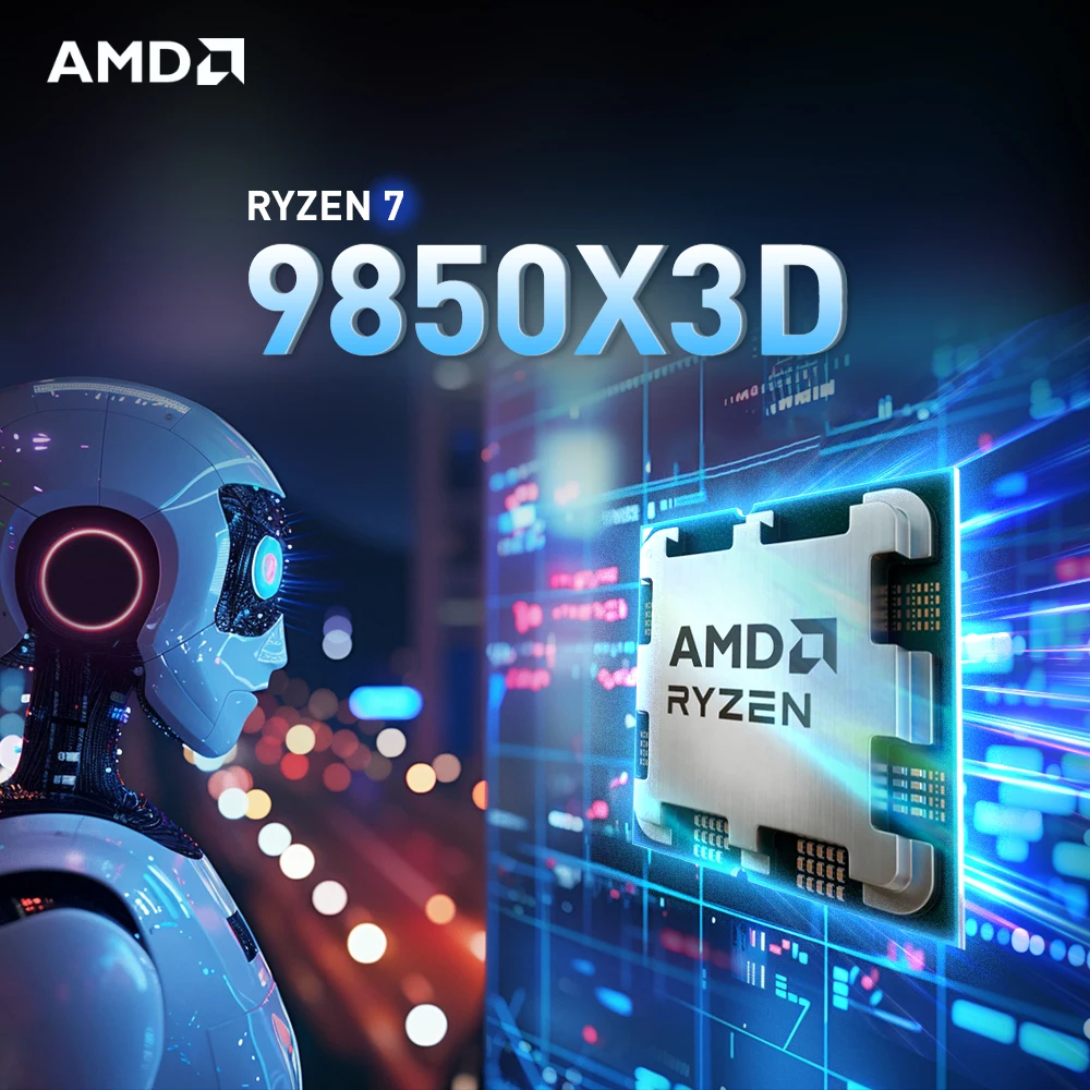 AMD Ryzen 7 9850X3D 8-Core 16-Thread Processor 120W Socket AM5 DDR5 4.7GHz L3=96M 4NM R7 9850X3D Without Cooler