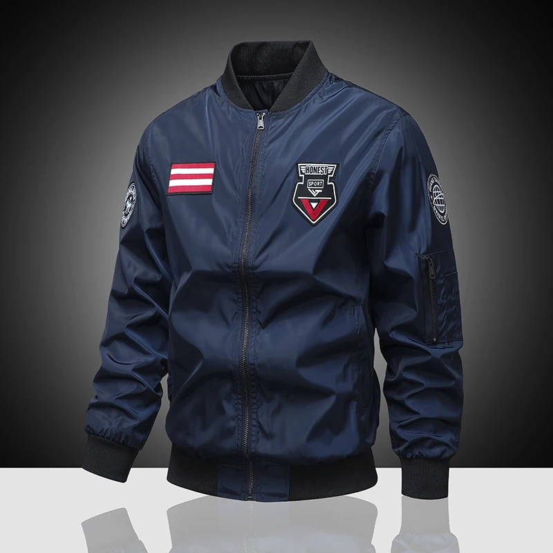 Autumn Bomber Jacket Men Streetwear Military Pilot Jackets Fashion Baseball Collar Motorcycle Jacket Youth Men Workwear Clothing