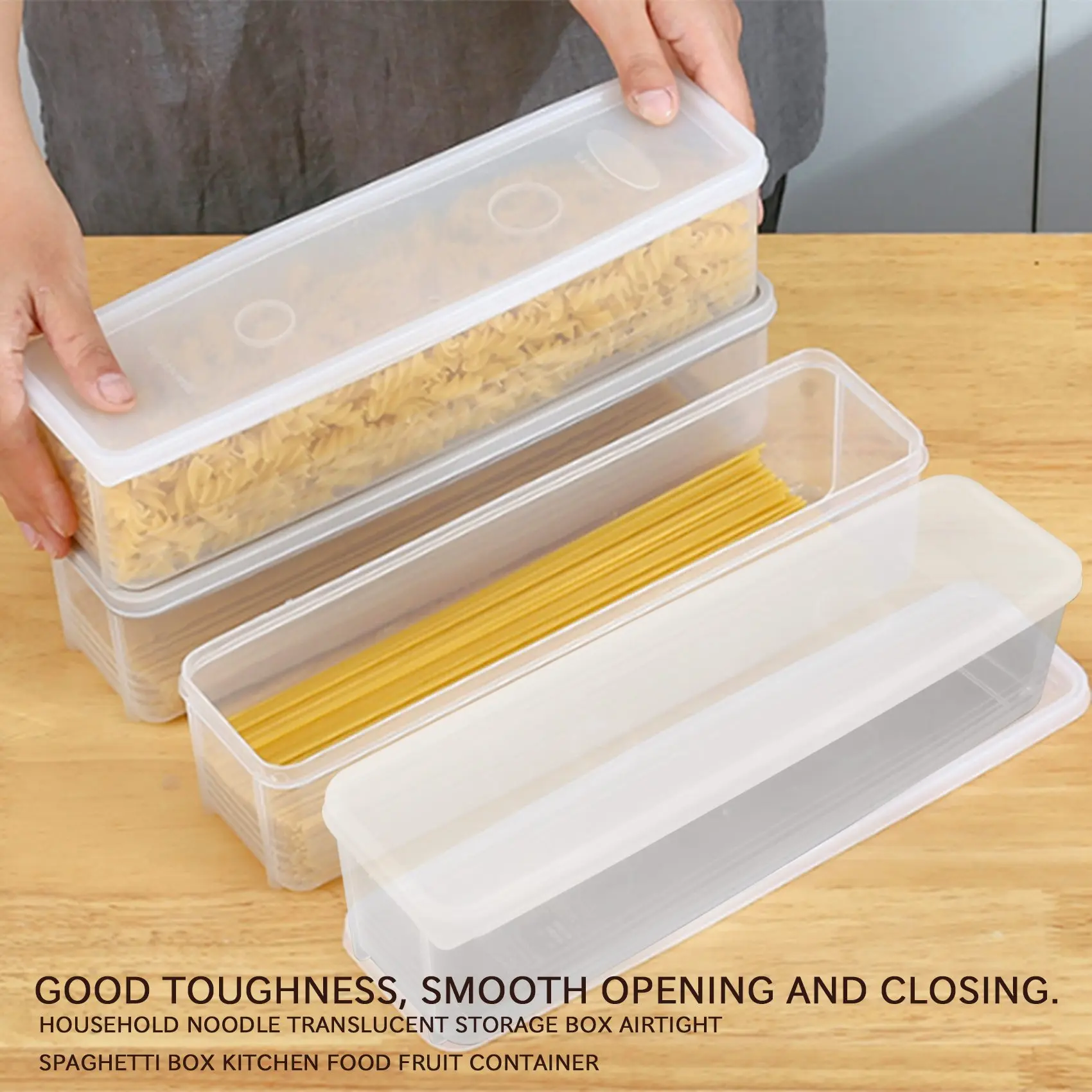 Household Noodle Translucent Storage Box Airtight Spaghetti Box Kitchen Food Fruit Container