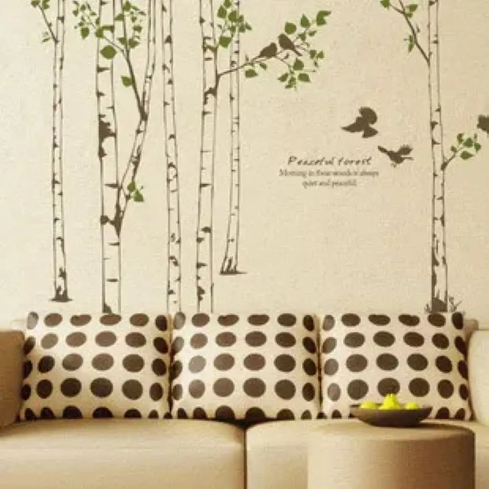 

Birch Birds Vinyl Trees Wall Sticker Decor Sticker Window Vinyl Decal Poster Living Room Forest Decals