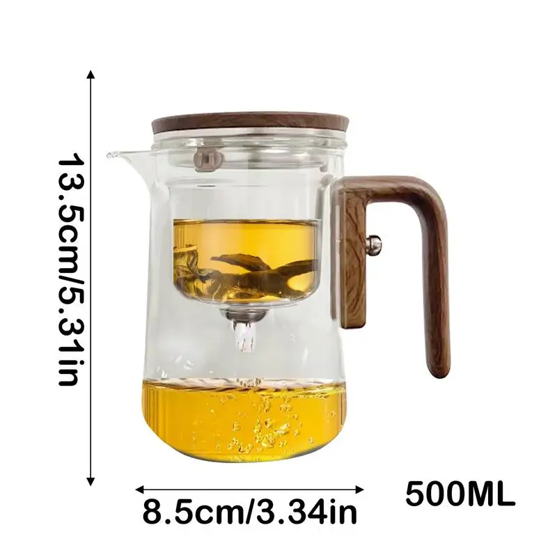 Glass Tea Pot Kettle Infuser 500ML/700ML Teapot Water Separation Inner Magnet One Click Magnetic Switches Anti-Spill Tea Pot