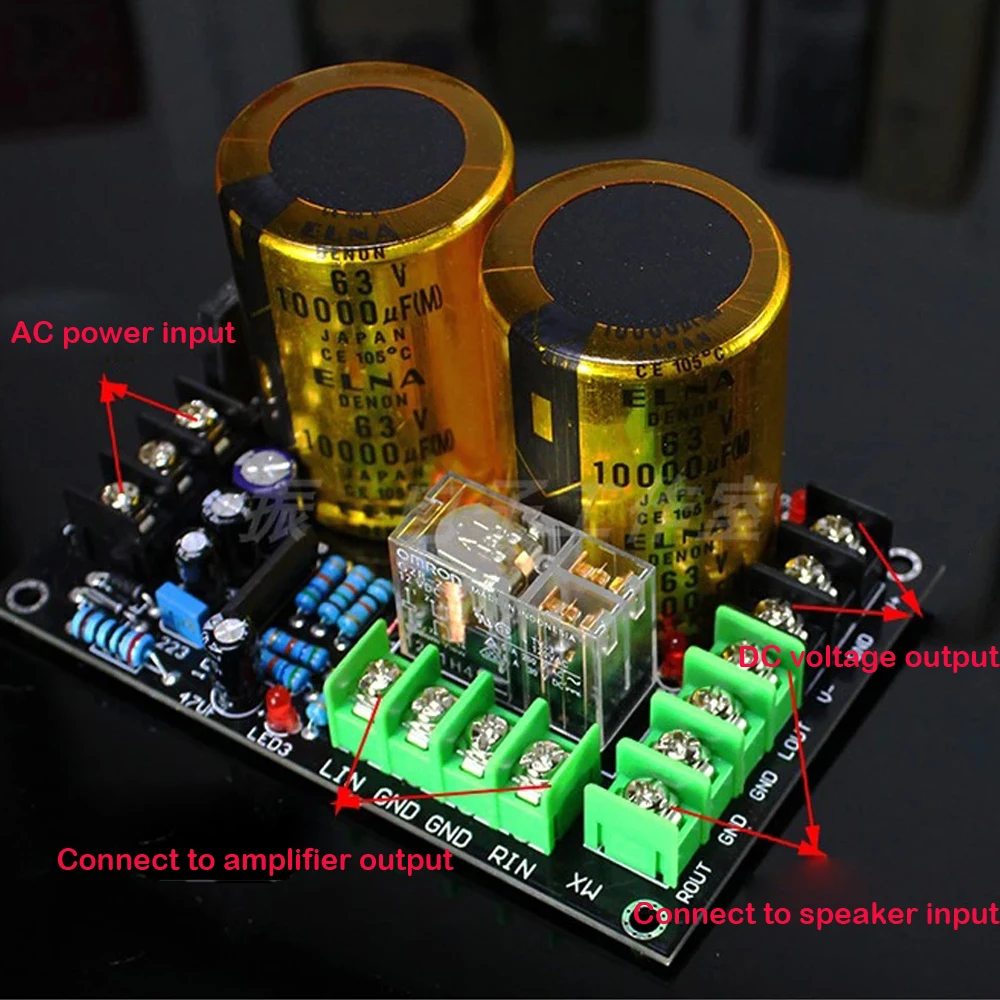 

Rectifier Filter Board Gold-Mounted Ina 63V10000UF and Upc1237 Speaker Protection Integrated Board Finished Board