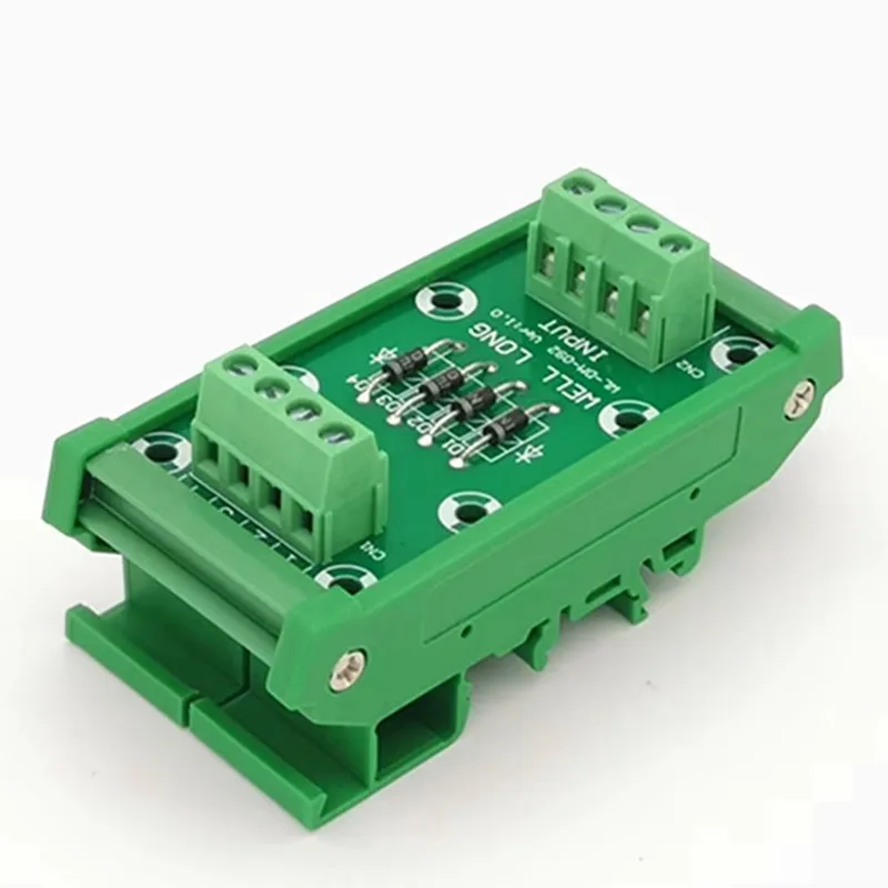 DIN rail mountable 4 Channel Diode Protection Module  IN4007 1A/1200V Diode Terminal Board