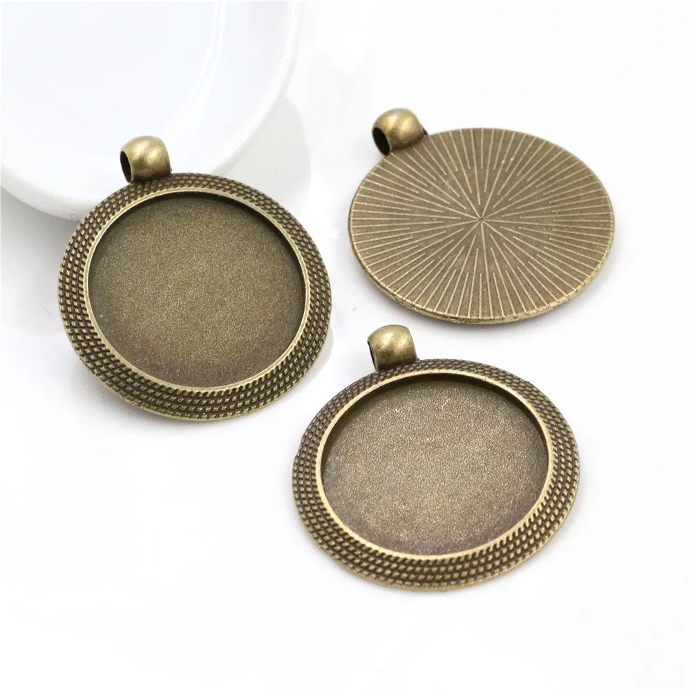 New Fashion  5pcs 25mm Inner Size 4 Colors Plated Cool Style Cabochon Base Setting Charms Pendant