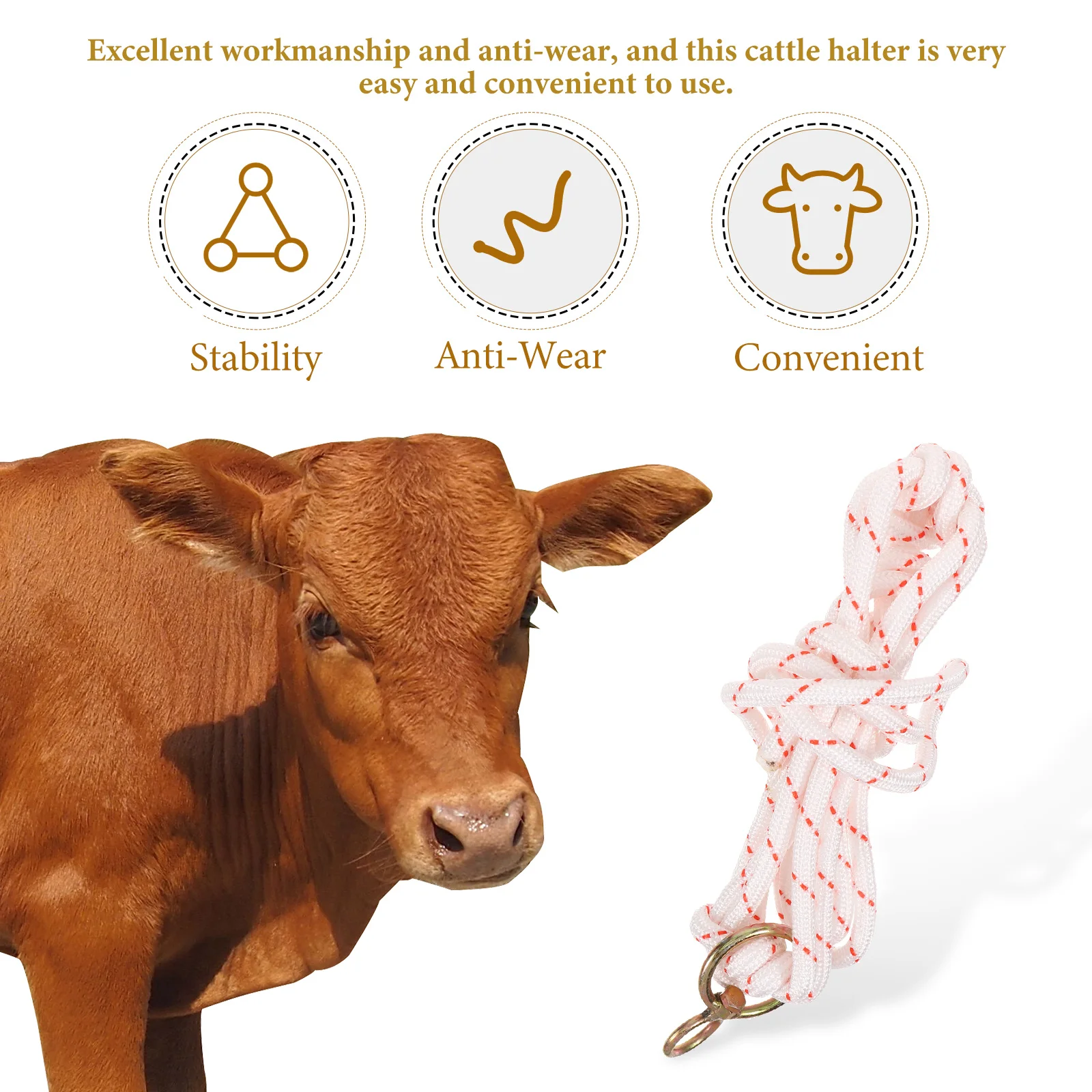 دائم توريد الرسن معدات الجر في الهواء الطلق سلامة البقرة الماشية حبل لحبل الماشية الثور حبل الرسن #4