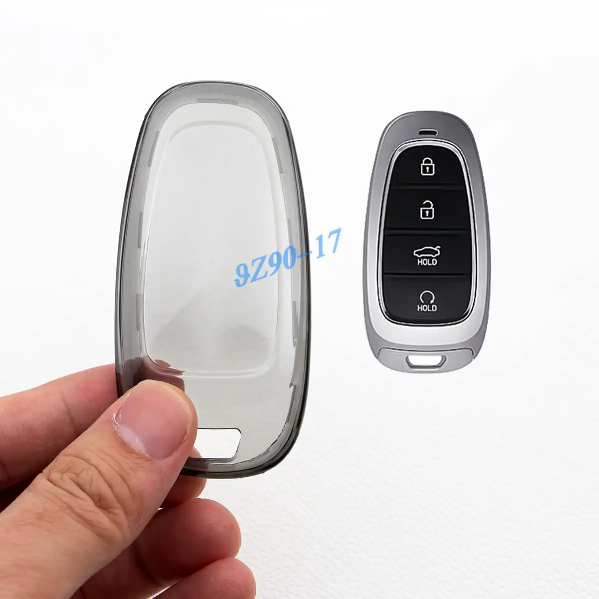 Transparent Black TPU Car Smart Key Fob Case Cover Keychain Compatible With Hyundai Sonata Tucson Cruz IONIQ 5 Palisade Nexo